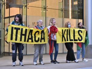 Read more about the article activists protest climate and Israel genocide complicity