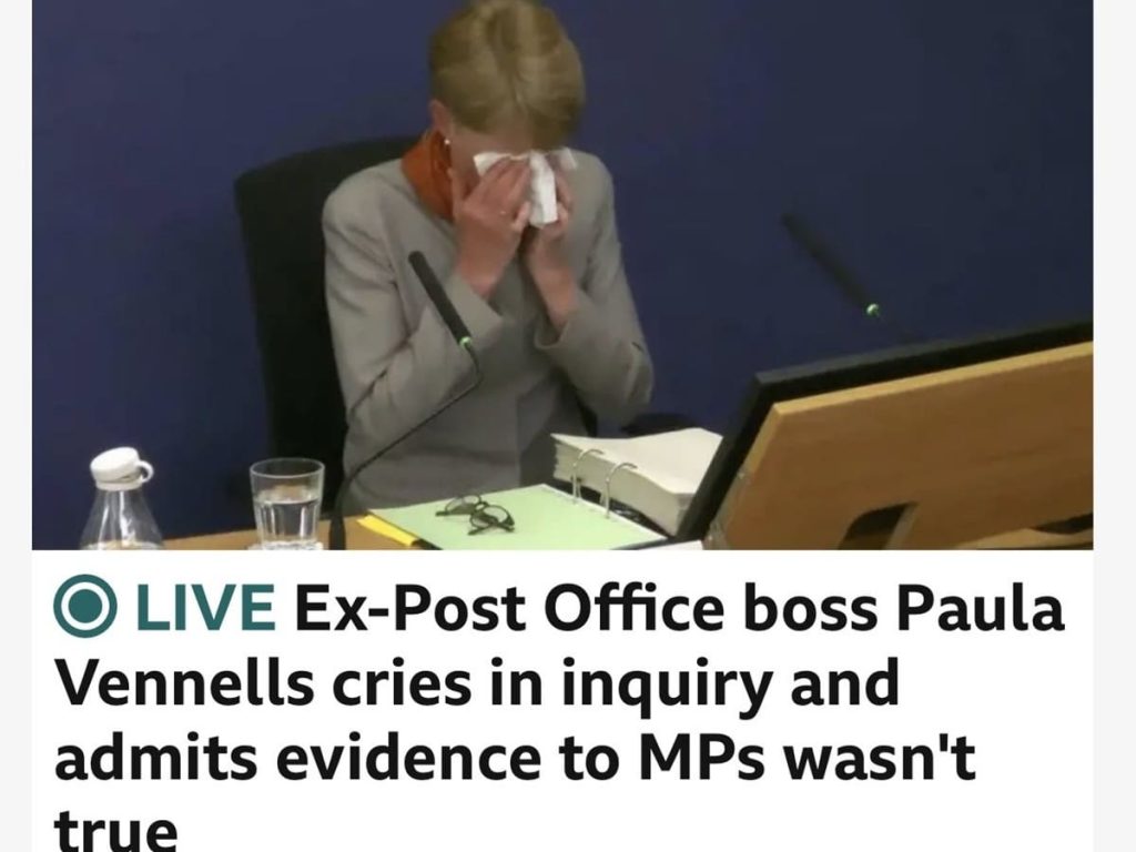 Read more about the article Vennells’ white woman tears sum up her rancid Post Office tenure