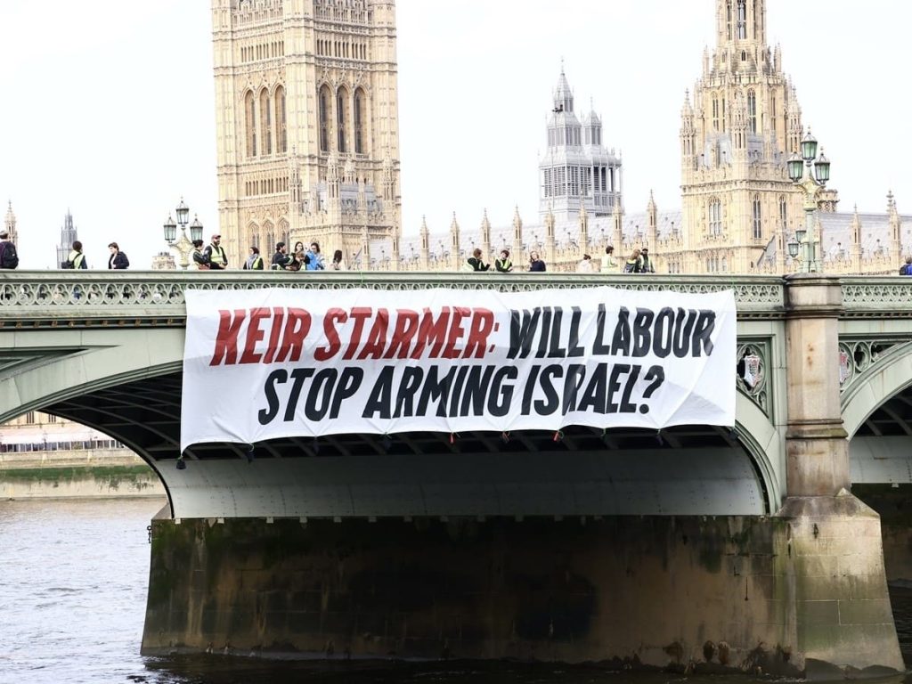 Read more about the article Labour subject to banner drop over arms sales to Israel