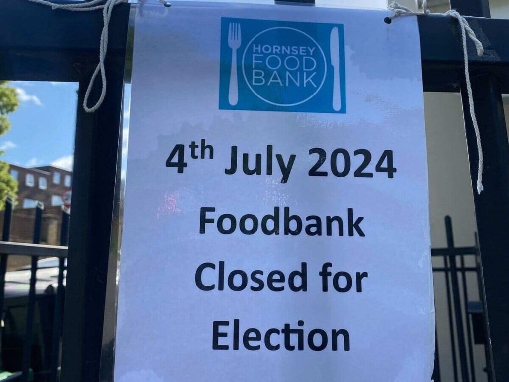 Read more about the article Foodbank shuts up shop for the election; the perfect metaphor
