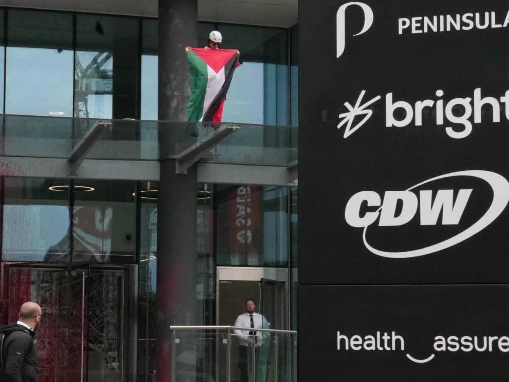 Read more about the article Palestine Action blockade Manchester offices over Israel ties