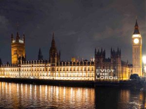 Read more about the article Assemble projects campaign messaging onto Houses of Parliament