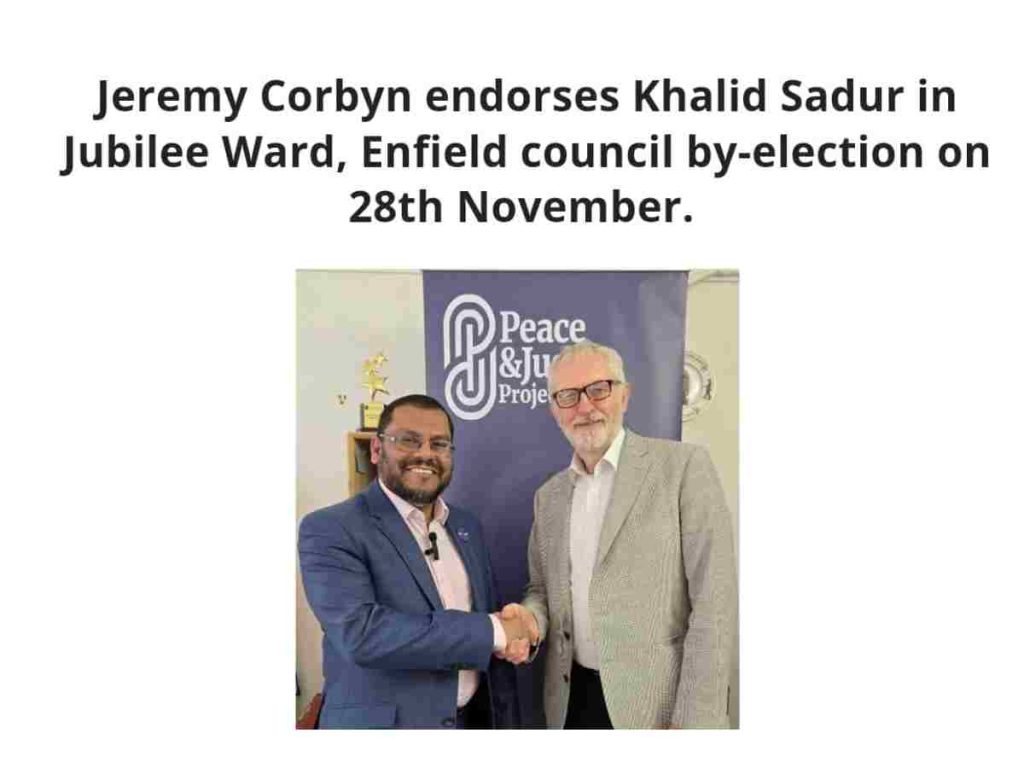 Read more about the article Khalid Sadur gets a Corbyn endorsement ahead of Enfield election