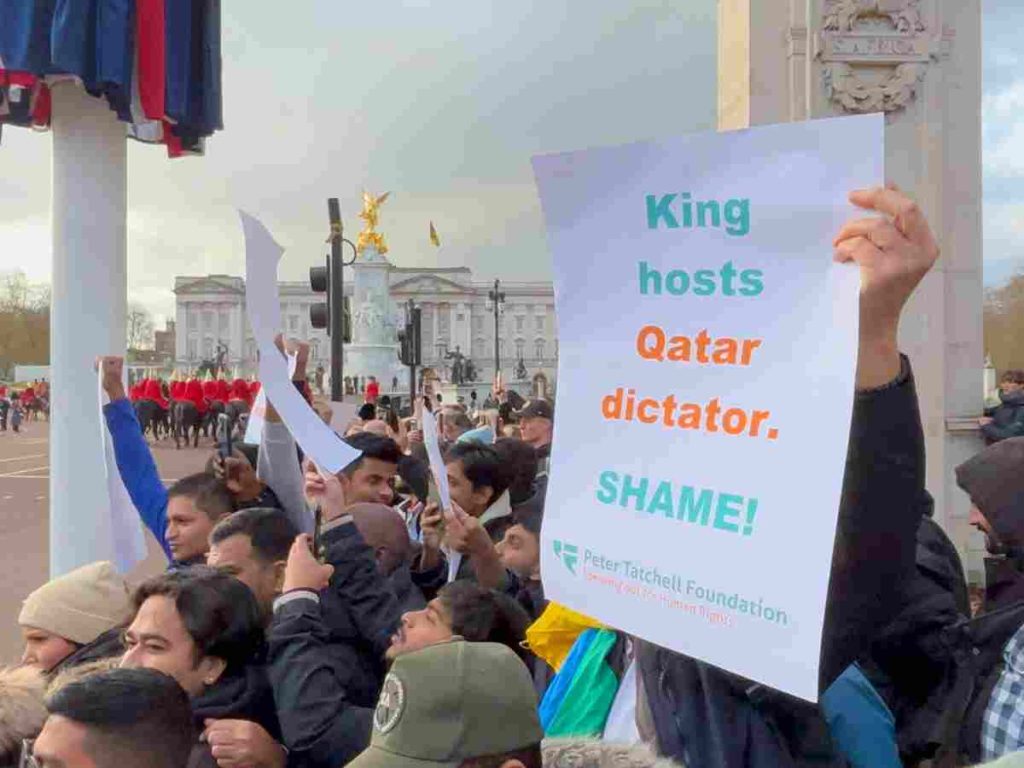 Read more about the article Qatar state visit to UK disrupted by human rights activists